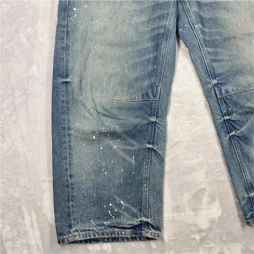 FREE PEOPLE We The Free  Moxie Barrel Jeans Womens 29 Wide Leg Paint Splatter